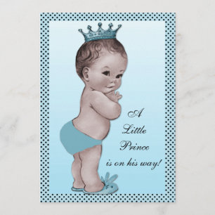 Niedliche Vintage Dusche Prinz-Baby Einladung