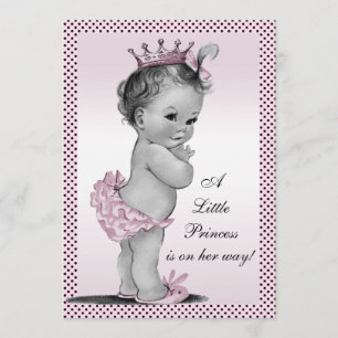 Niedliche Vintage Dusche Prinzessin-Baby Einladung
