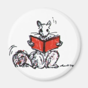 Niedliche Vintage Eichhörnchen-Lesebücher Magnet