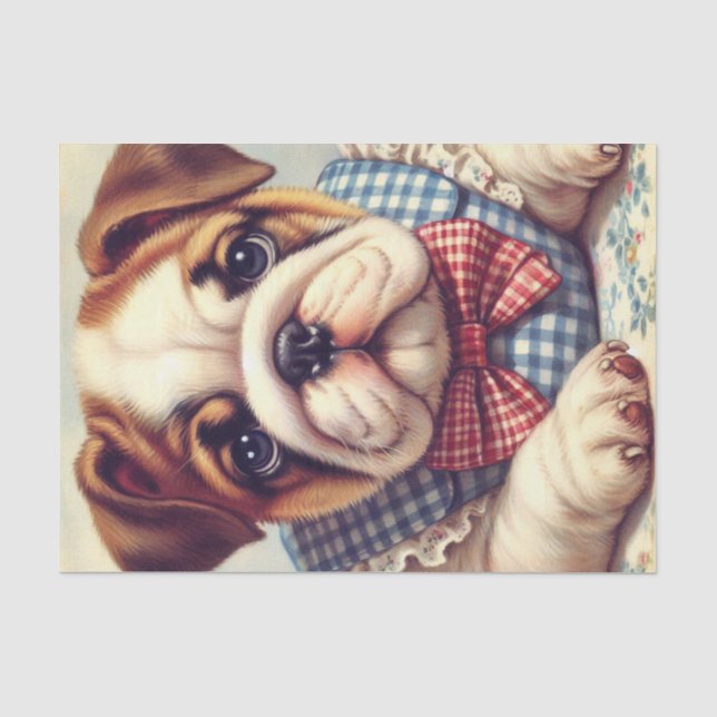 Niedliche Vintage englische Bulldog Art Seidenpapier (Vorderseite)