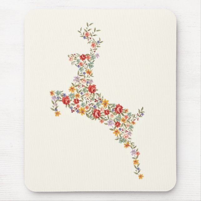 Niedliche Vintage Frühlingsblütenpflanze Silhouett Mousepad (Vorne)