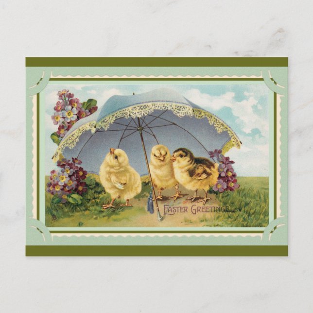 Niedliche Vintage Frühlingsticks Ostergrüße Postkarte (Vorderseite)