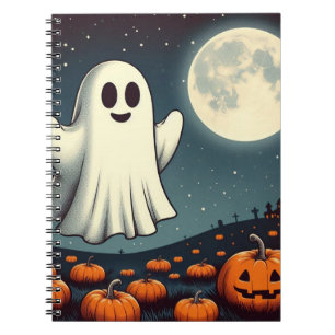 Niedliche, Vintage Geist- und Kürbishalloween Art Notizblock