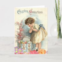 Niedliche Vintage Girl Ostereier Happy Osterfeier