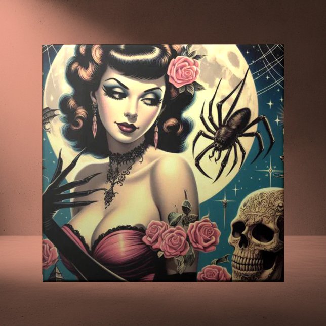 Niedliche Vintage Goth Girl Fliese (Von Creator hochgeladen)