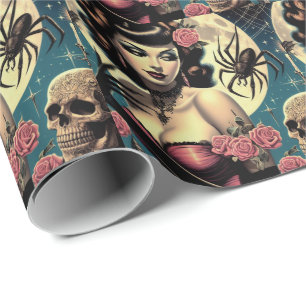 Niedliche Vintage Goth Girl Geschenkpapier