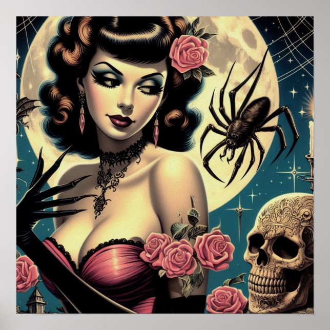 Niedliche Vintage Goth Girl Poster (Vorne)