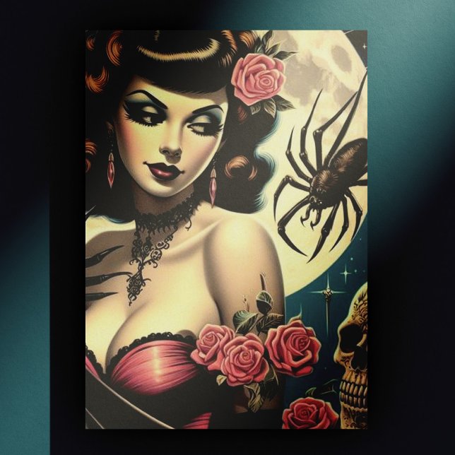 Niedliche Vintage Goth Girl Postkarte (Von Creator hochgeladen)