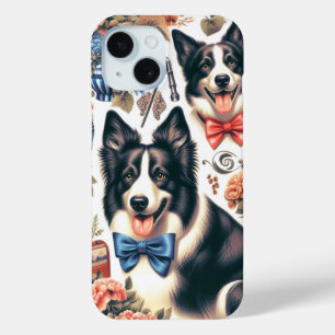 Niedliche Vintage Grenz-Collie-Illustration Case-Mate iPhone Hülle