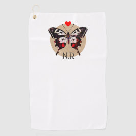 Niedliche Vintage Grunge Butterfly & Hearts Mit Mo Golfhandtuch