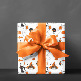 Niedliche Vintage Halloween-Charaktere Orange und  Geschenkpapier