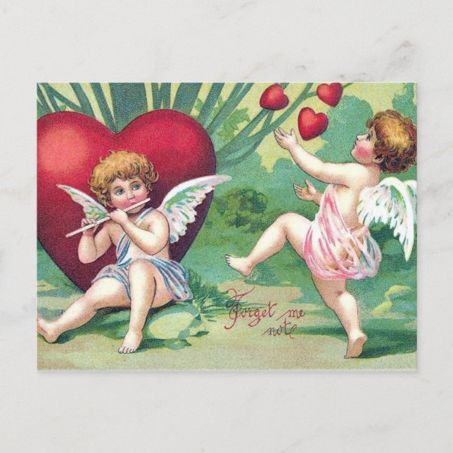 Niedliche Vintage Herzklopfe Feiertagspostkarte (Vorderseite)
