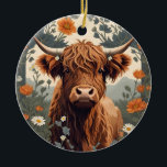 Niedliche Vintage Hochlandkuh Keramik Ornament<br><div class="desc">Fügen Sie Ihren Feriendekorationen eine Touch rustikalen Charmes mit dem Niedlichen Vintagen Highland Cow Keramik Ornament hinzu. Dieses reizvolle Ornament illustriert eine bezaubernde Highland-Kuh im Vintagen Stil und bringt ein Gefühl von Laune und Gemütlichkeit in Ihr festliches Dekor. Die Keramik ist eine wunderbare Ergänzung zu Ihrem Weihnachtsbaum oder Ihrer Feiertagsausstellung....</div>