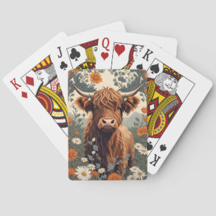 Niedliche Vintage Hochlandkuh Spielkarten