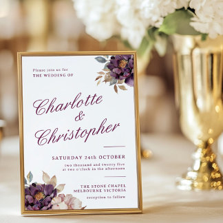 Niedliche Vintage Hochzeitseinladung, lila Fluss