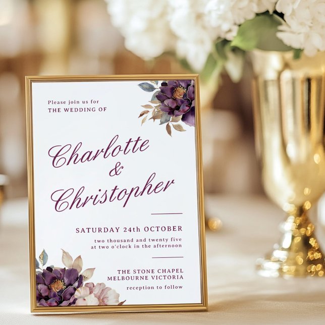Niedliche Vintage Hochzeitseinladung, lila Fluss (Von Creator hochgeladen)