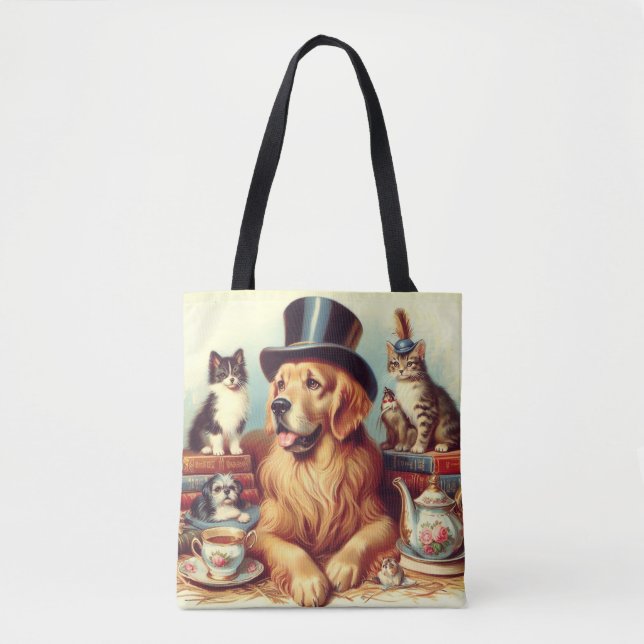 Niedliche Vintage Hundemalerei Tasche (Vorderseite)