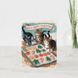 Niedliche Vintage Katzen backen Weihnachten Karte