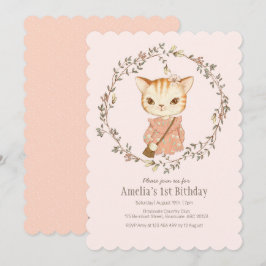 Niedliche Vintage Katzen Mädchen zum Geburtstag Ei Einladung