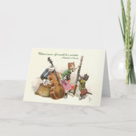 Niedliche Vintage Katzen Musik spielen Karte