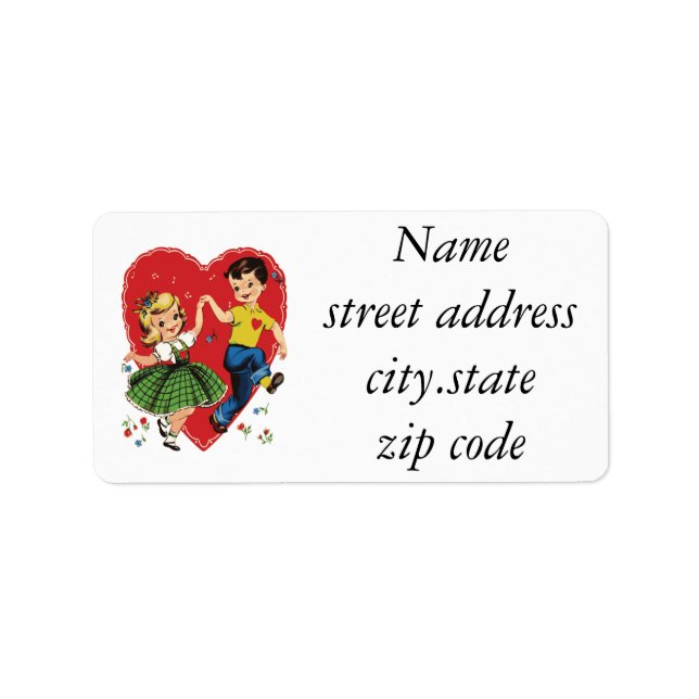 Niedliche Vintage Kinder Valentine Adressaufkleber (Vorne)