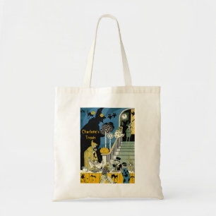 Niedliche Vintage Kinderhalloween-Leckereien Tragetasche