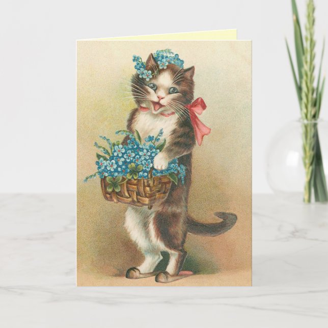 Niedliche Vintage Kittekarte Karte (Vorderseite)