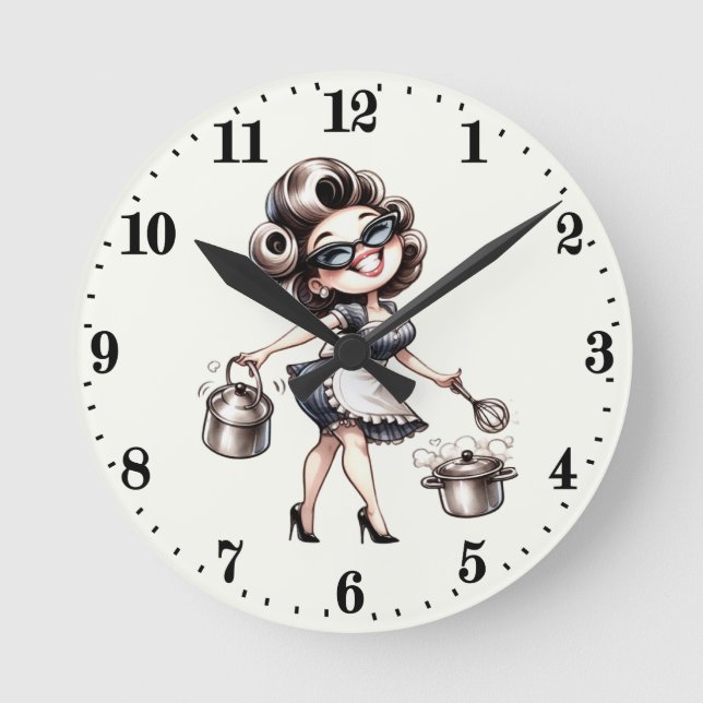 Niedliche Vintage Küche Runde Wanduhr (Vorderseite)