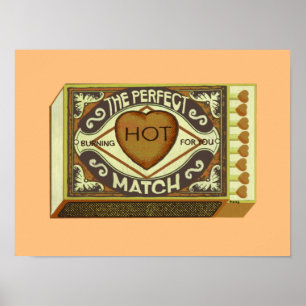 Niedliche Vintage Kunst der Retromatchbox mit Herz Poster