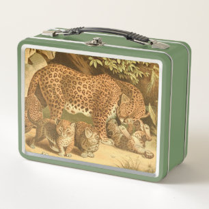 Niedliche Vintage Leopardenliebhaber Metall Brotdose