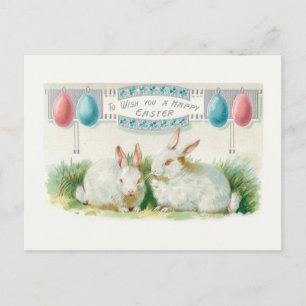 Niedliche Vintage Ostereier und Bunnies Postkarte