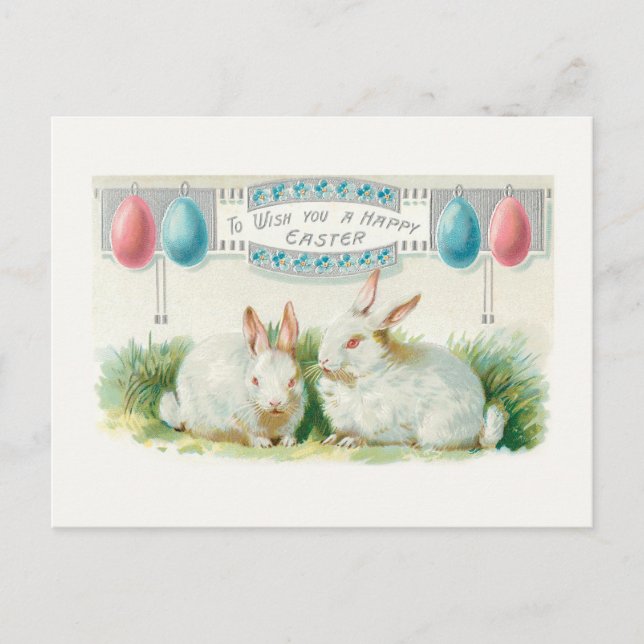 Niedliche Vintage Ostereier und Bunnies Postkarte (Vorderseite)