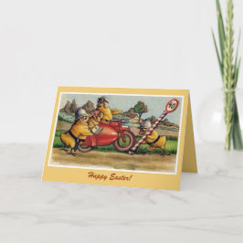 niedliche Vintage Ostermotorradküken Feiertagskarte