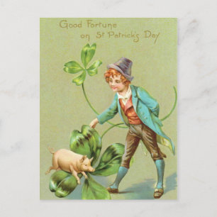 Niedliche Vintage Postkarte des St. Patrick's Day