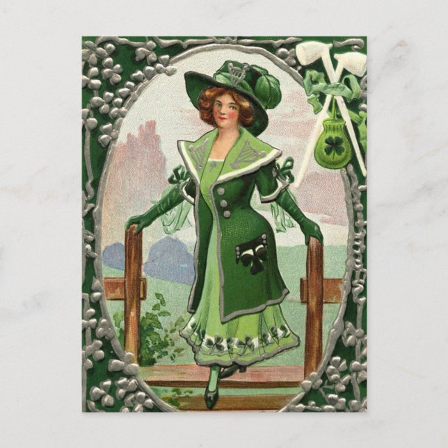 niedliche Vintage Postkarte des St. Patrick's Day (Vorderseite)