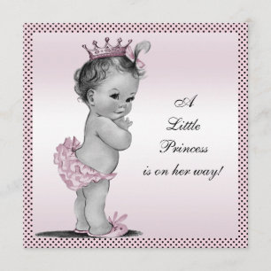 Niedliche Vintage Princess Babydusche Einladung