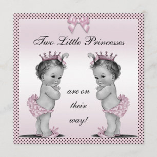 Niedliche Vintage Princess Twins Babydusche Einladung