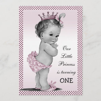 Niedliche Vintage Prinzessin 1. Geburtstag Party Einladung