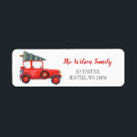 Niedliche Vintage Red Christmas Tree Car-Adresse<br><div class="desc">Niedlicher Weihnachtsbaum auf den Kfz-Adressetiketten</div>