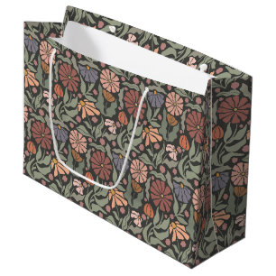 Niedliche Vintage Retro-Blume Große Geschenktasche Geschenktüte