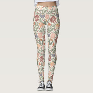 Niedliche Vintage Retro-Blume Leggings