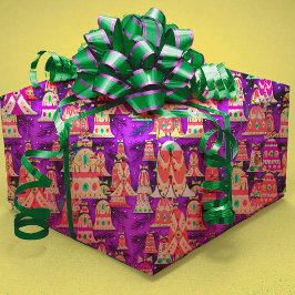 Niedliche Vintage Retro-farbene Glocken Weihnachte Geschenkpapier