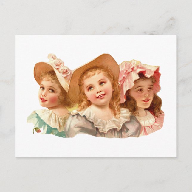 Niedliche Vintage Retro Girls Postkarte (Vorderseite)