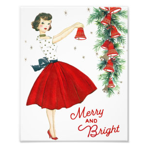 Niedliche Vintage Retro Weihnachten Fotodruck