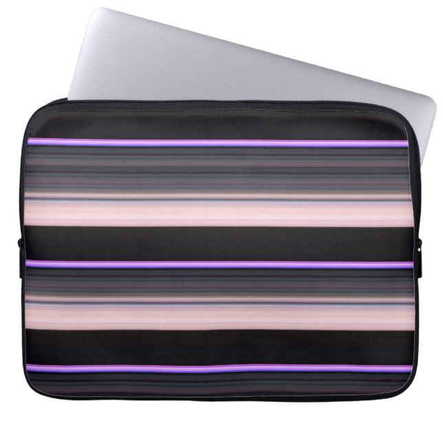 Niedliche Vintage schwarze Streifen Laptopschutzhülle (Vorderseite)