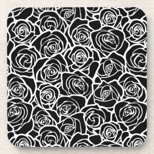 Niedliche Vintage Schwarzweiss-Rosen Untersetzer