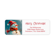 Niedliche Vintage Snowman Weihnachts-Rücksendeadre