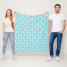 Niedliche Vintage Sommerkirschen auf Light Blue Fleecedecke