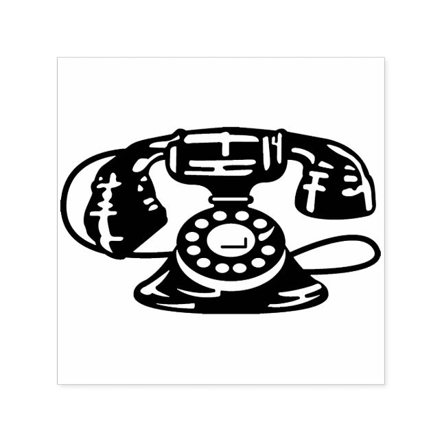 Niedliche Vintage Telefonabbildung Permastempel (Design)