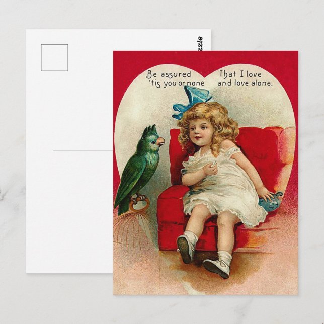 niedliche Vintage Valentine Liebe Postkarte (Vorne/Hinten)